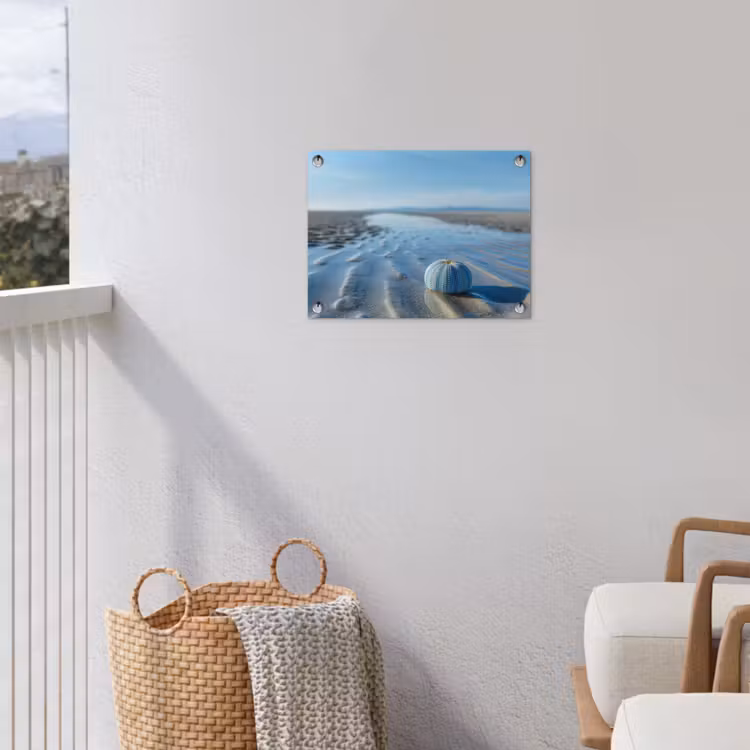 Strand - Schild - Water - Blauw tuinposter los doek klein -sfeer8