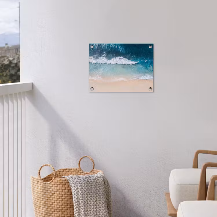 Strand - Zee - Golven - Natuur - Blauw tuinposter los doek klein -sfeer8