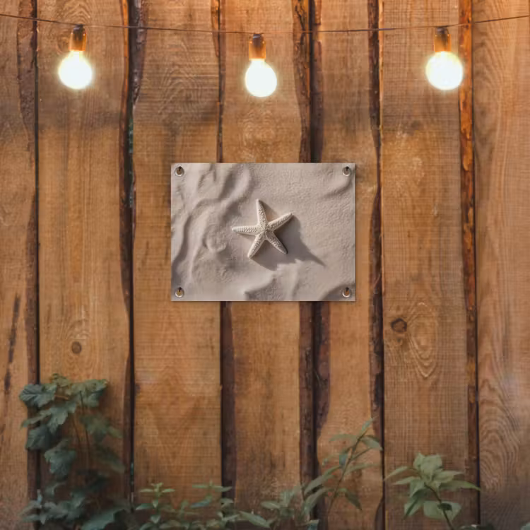 Strand - Zeester - Zand - Beige tuinposter los doek klein -sfeer1