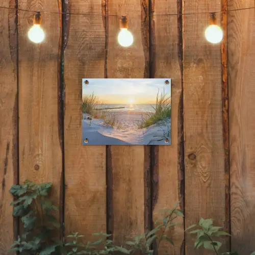 Strand - Zon - Duin - Gras - Zand - Horizon tuinposter los doek klein -sfeer1