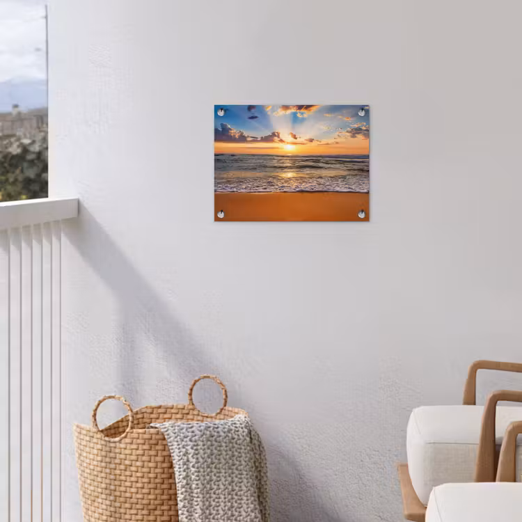 Strand - Zonsondergang - Zee - Wolken - Horizon tuinposter los doek klein -sfeer8