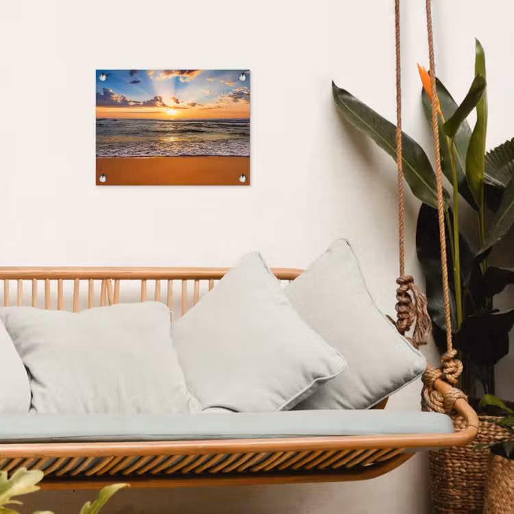 Strand - Zonsondergang - Zee - Wolken - Horizon tuinposter los doek klein -sfeer7