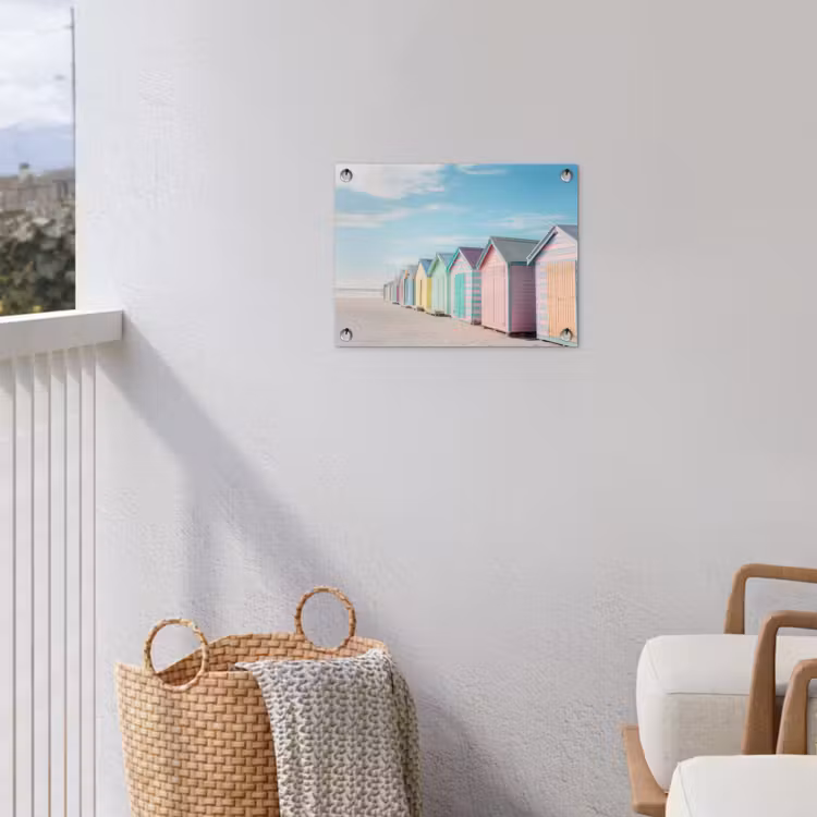 Strandhuisjes - Kleurrijk - Zee tuinposter los doek klein -sfeer8