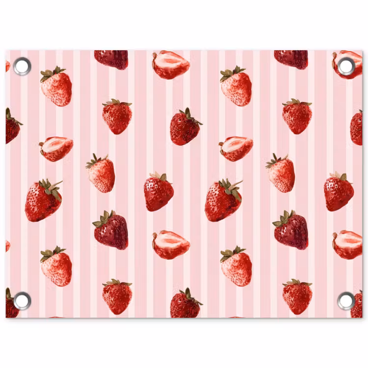Strepen - Aardbei - Roze tuinposter los doek klein 239 -3d