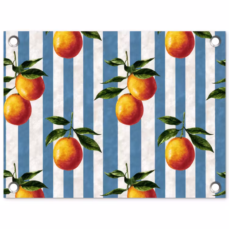 Strepen - Citroen - Blauw tuinposter los doek klein 239 -3d