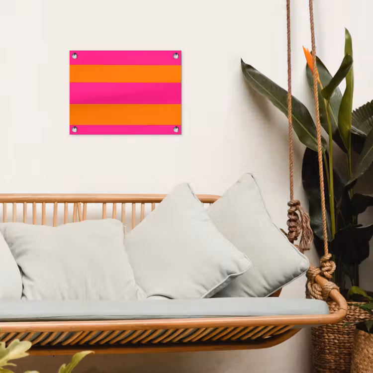 Strepen - Horizontaal - Roze tuinposter los doek klein 239 -sfeer7