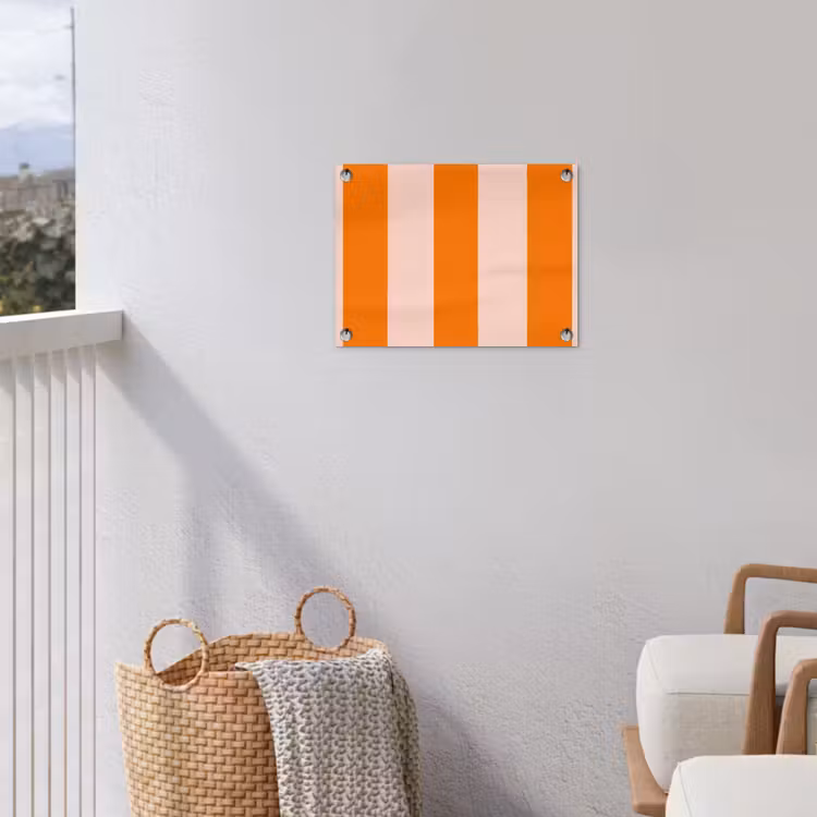 Strepen - Modern - Oranje tuinposter los doek klein 239 -sfeer8