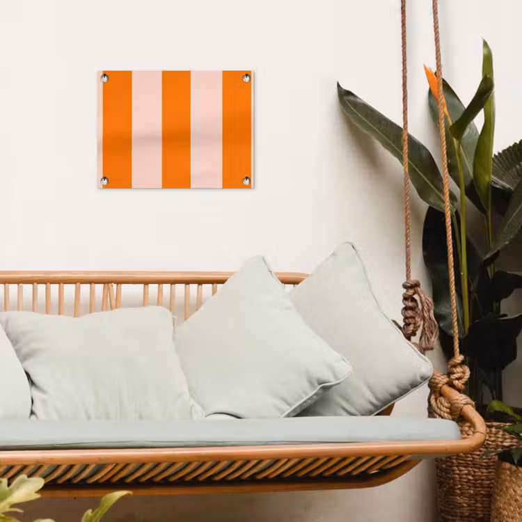 Strepen - Modern - Oranje tuinposter los doek klein 239 -sfeer7