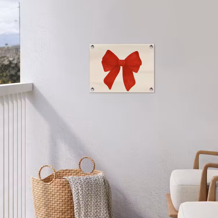 Strik - Symmetrisch - Rood - Lint tuinposter los doek klein -sfeer8
