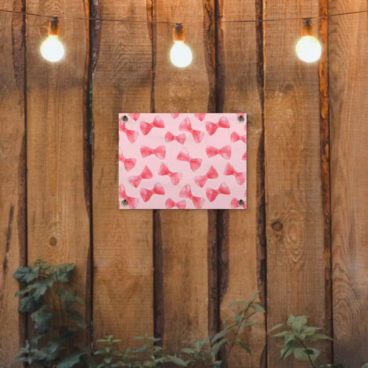 Strikken - Aquarel - Roze tuinposter los doek klein 239 -sfeer1