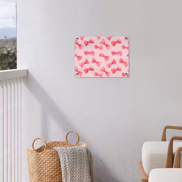 Strikken - Aquarel - Roze tuinposter los doek klein 239 -sfeer8