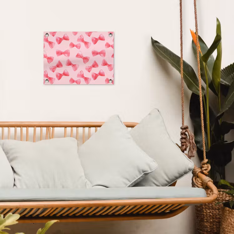Strikken - Aquarel - Roze tuinposter los doek klein 239 -sfeer7