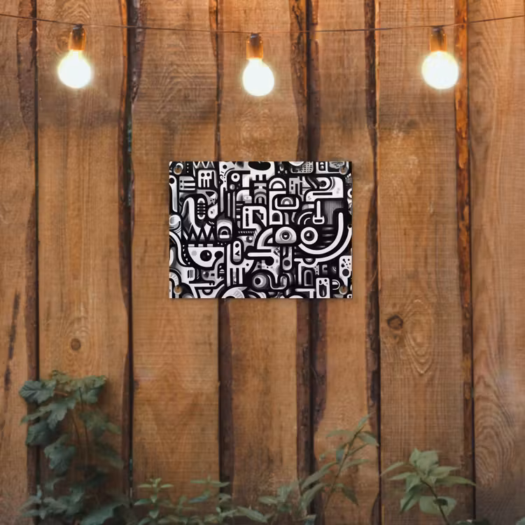 Symbolen - Abstract - Grafisch - Zwart tuinposter los doek klein -sfeer1