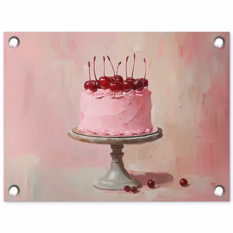 Taart - Pink - Cherry tuinposter los doek klein -3d