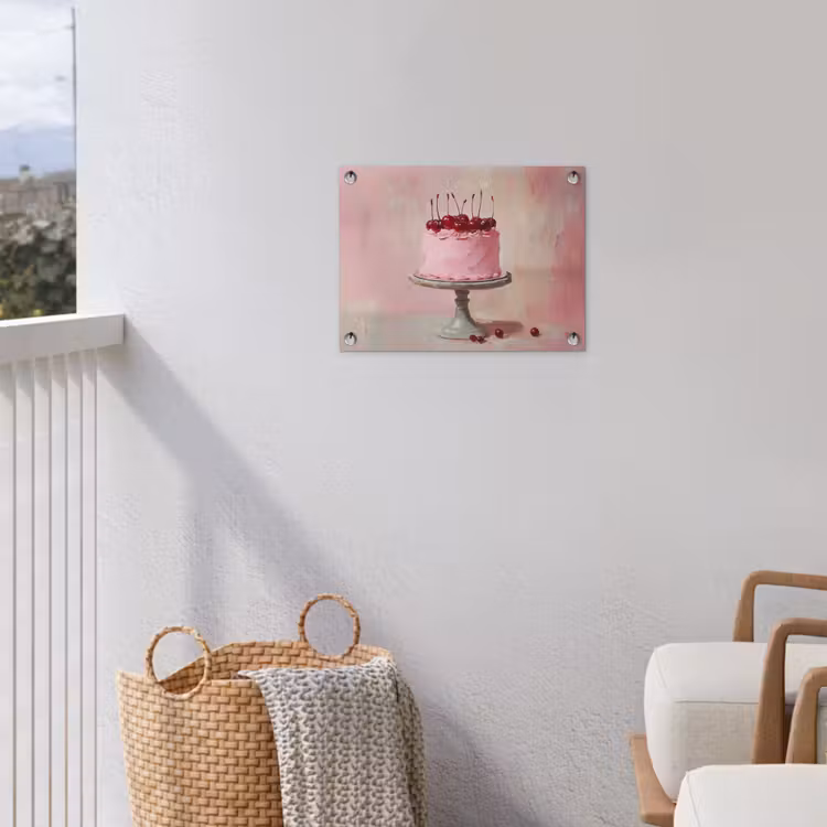 Taart - Pink - Cherry tuinposter los doek klein -sfeer8