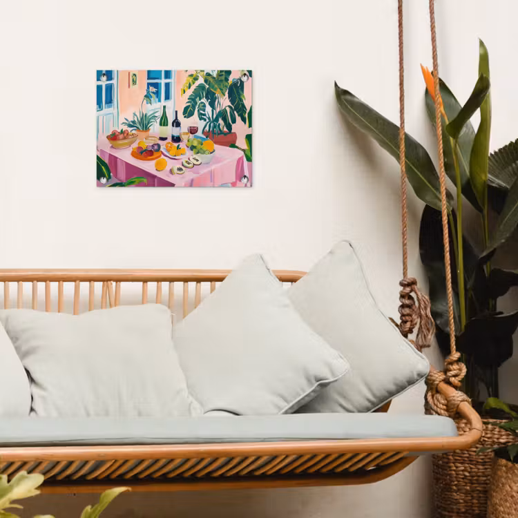 Tafel - Wijn - Fruit tuinposter los doek klein -sfeer7