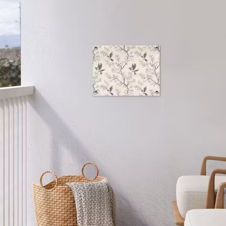Takken - Vogels - Beige tuinposter los doek klein 239 -sfeer8