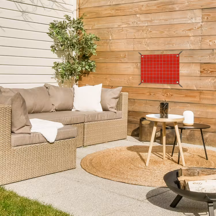 Tegel - Patroon - Kersen - Rood tuinposter los doek klein 239 -sfeer4