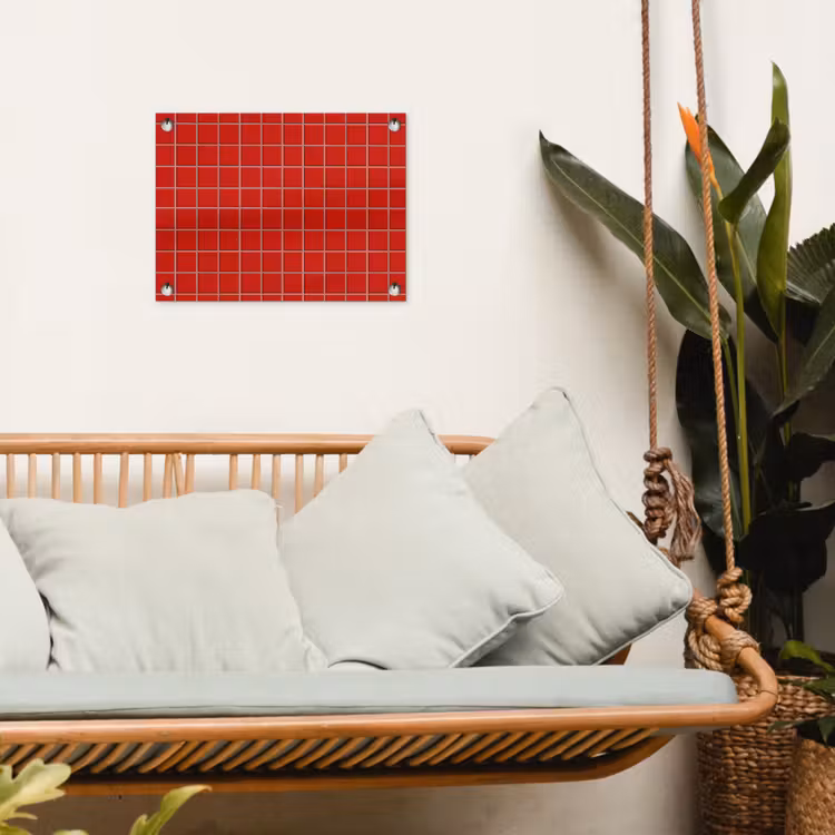Tegel - Patroon - Kersen - Rood tuinposter los doek klein 239 -sfeer7