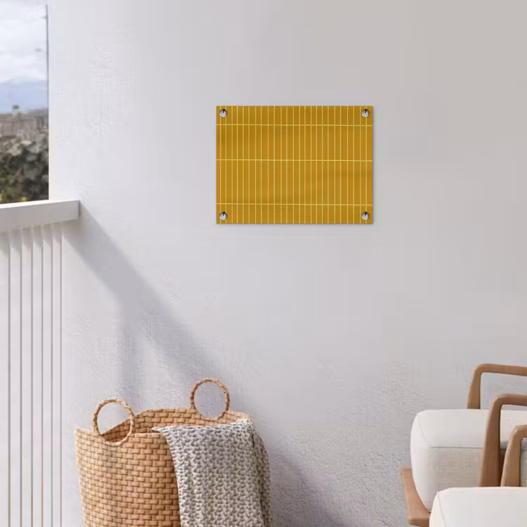 Tegels - Verticaal - Mosterdgeel tuinposter los doek klein 239 -sfeer8