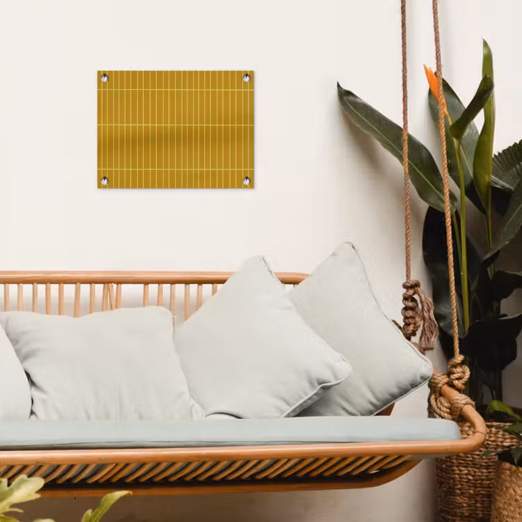 Tegels - Verticaal - Mosterdgeel tuinposter los doek klein 239 -sfeer7