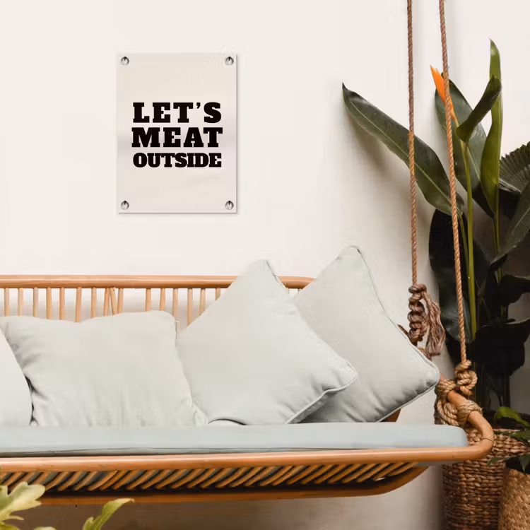 Tekst - Blokletters - Zwart - Vlees tuinposter los doek klein -sfeer7
