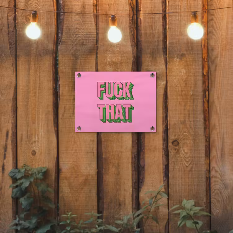 Tekst - Bold - Roze tuinposter los doek klein -sfeer1