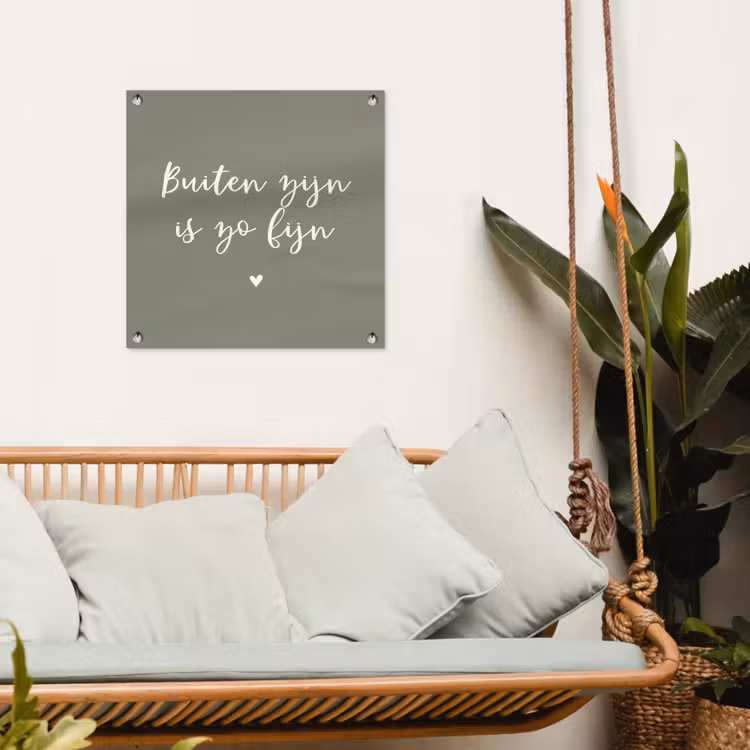 Tekst - Buiten zijn is zo fijn - Zomer - Spreuken tuinposter los doek klein -sfeer7