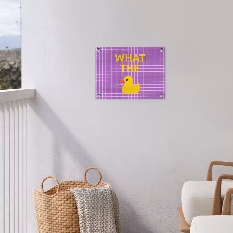 Tekst - Eend - Paars tuinposter los doek klein -sfeer8