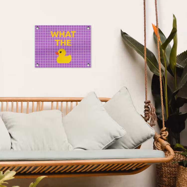Tekst - Eend - Paars tuinposter los doek klein -sfeer7