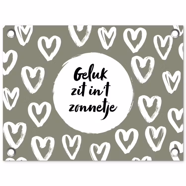 Tekst - geluk zit in 't zonnetje - Quotes - Geluk - Zon tuinposter los doek klein -3d