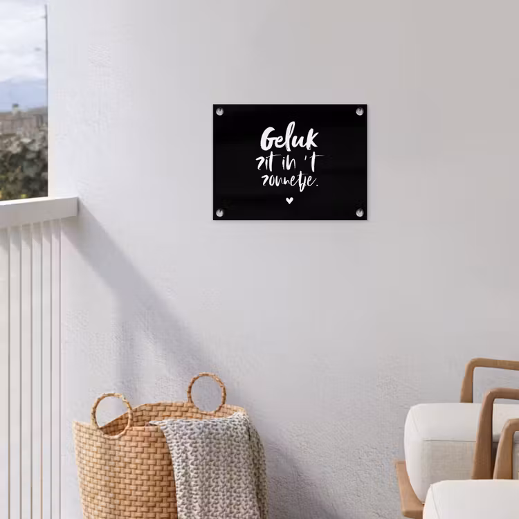 Tekst - Geluk zit in 't zonnetje - Quotes - Zomer - Zon tuinposter los doek klein -sfeer8