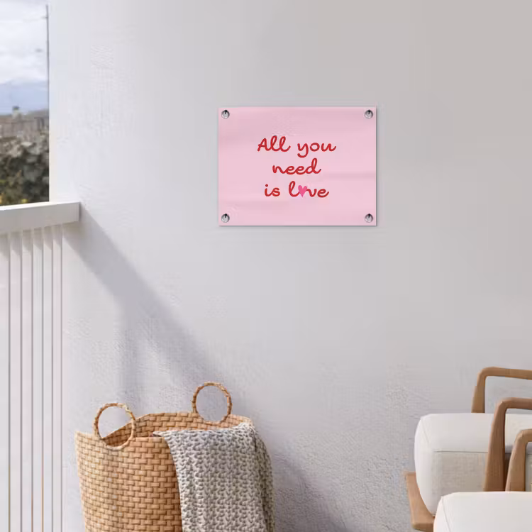 Tekst - Roze - Love - Hart tuinposter los doek klein -sfeer8