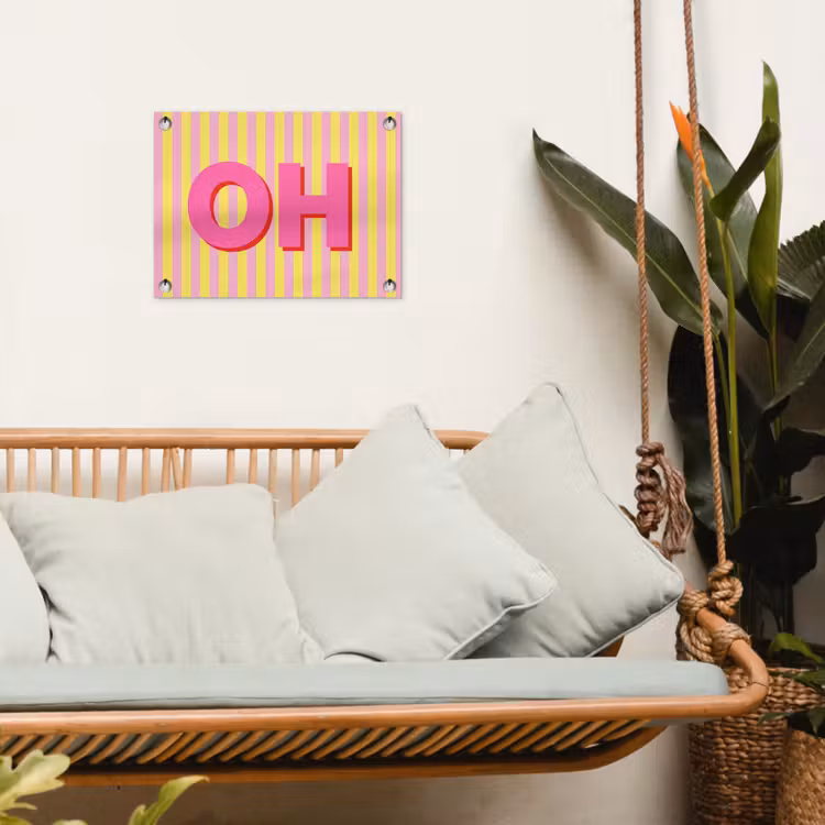 Tekst - Strepen - Roze tuinposter los doek klein -sfeer7