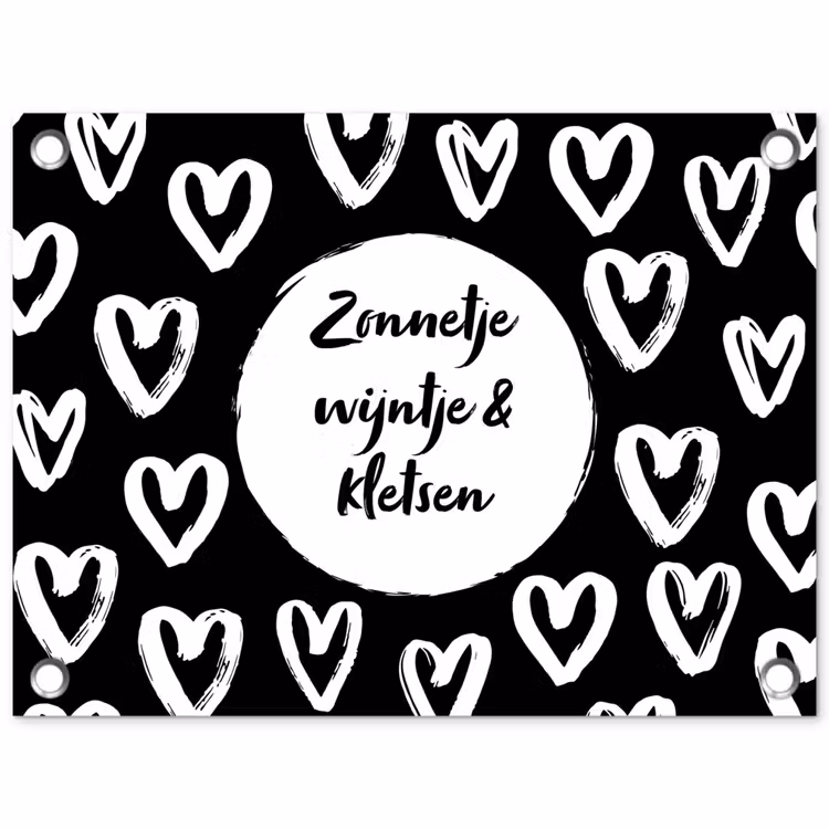 Tekst - Zonnetje, wijntje & kletsen - Quotes - Wijn - Tuin tuinposter los doek klein -3d