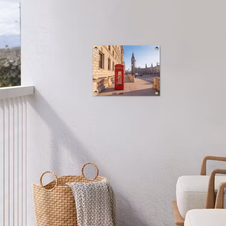 Telefooncel - Rood - Londen - Stad - Architectuur tuinposter los doek klein -sfeer8