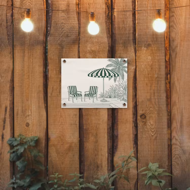 Terras - Illustratie - Groen tuinposter los doek klein -sfeer1