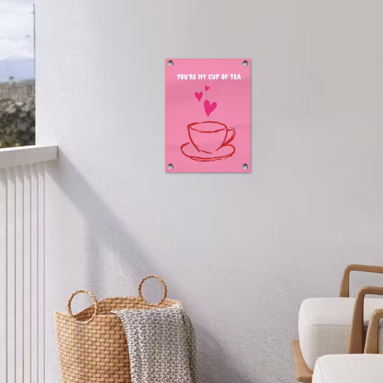 Thee - Roze - Valentijn - Tekst tuinposter los doek klein -sfeer8
