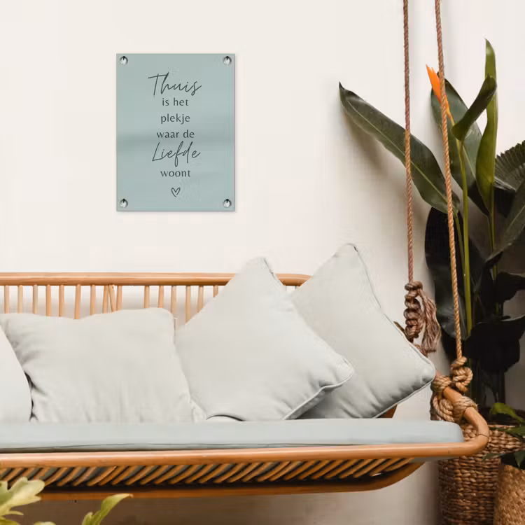 Thuis is het plekje waar de liefde woont tuinposter los doek klein -sfeer7