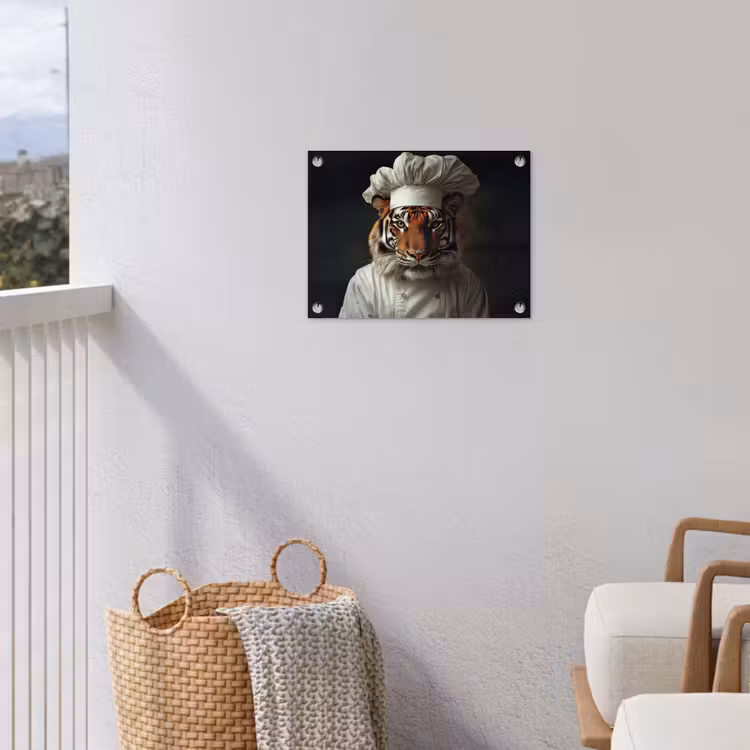Tijger - Kokskleding - Bruin tuinposter los doek klein -sfeer8