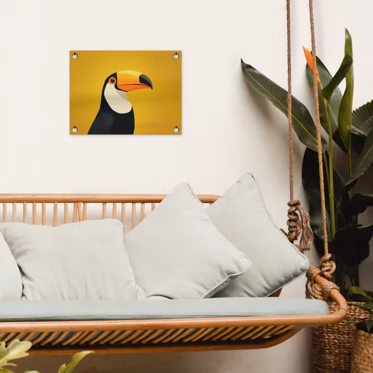 Toekan - Minimalistisch - Snavel - Oranje tuinposter los doek klein -sfeer7