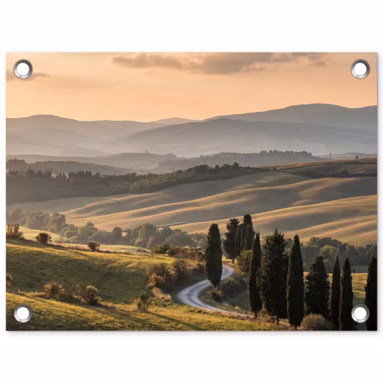 Toscaans - Landschap - Heuvels tuinposter los doek klein -3d