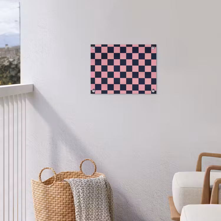 Traditioneel - Patroon - Blauw - Roze tuinposter los doek klein 239 -sfeer8