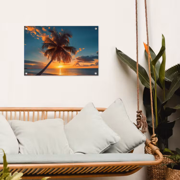 Tropische Droomzonsondergang tuinposter los doek klein -sfeer7