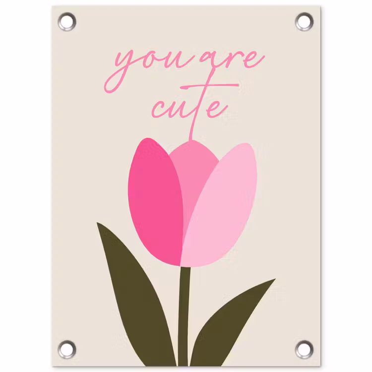Tulp - Roze - Valentijn - Bloem tuinposter los doek klein -3d