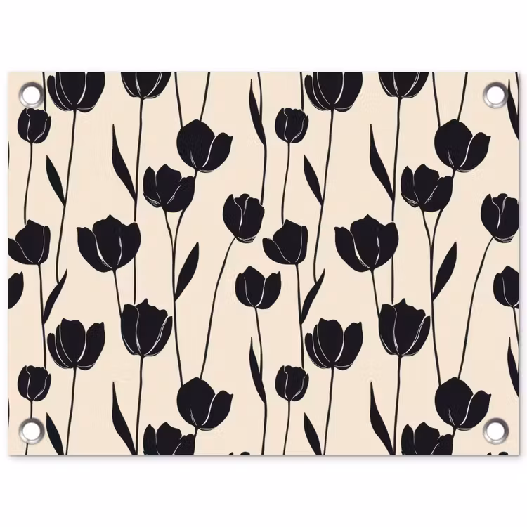 Tulpen - Patroon - Zwart tuinposter los doek klein 239 -3d