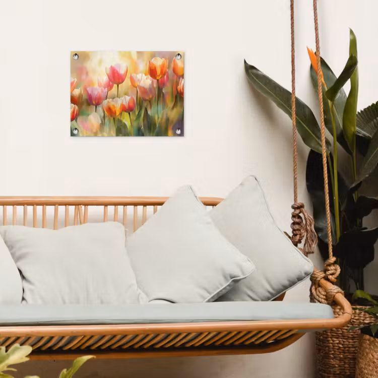 Tulpen - Sprookjesachtig - Kleurrijk tuinposter los doek klein -sfeer7