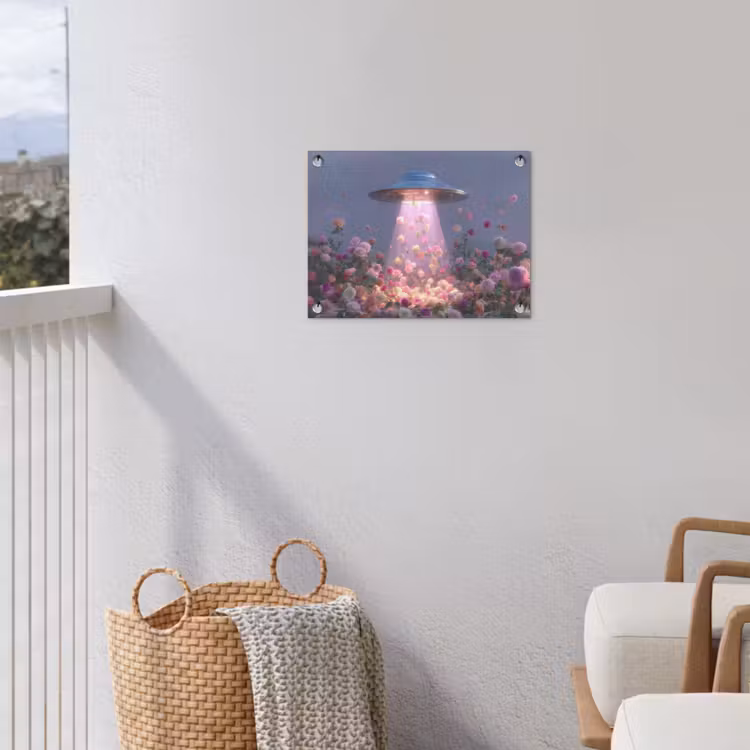 Ufo - Rozen - Pastelkleuren tuinposter los doek klein -sfeer8