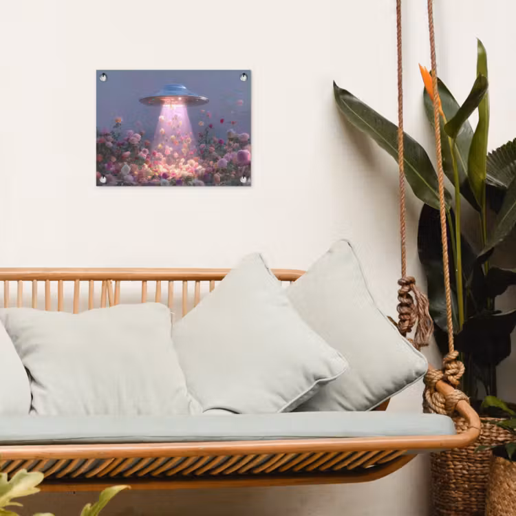 Ufo - Rozen - Pastelkleuren tuinposter los doek klein -sfeer7
