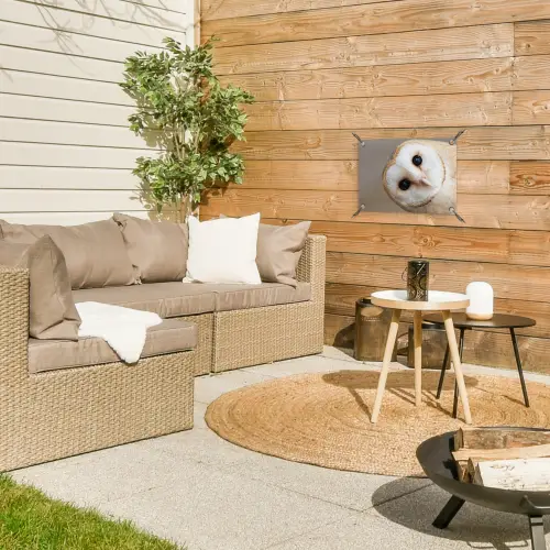 Uil - Bruin - Wit tuinposter los doek klein -sfeer4